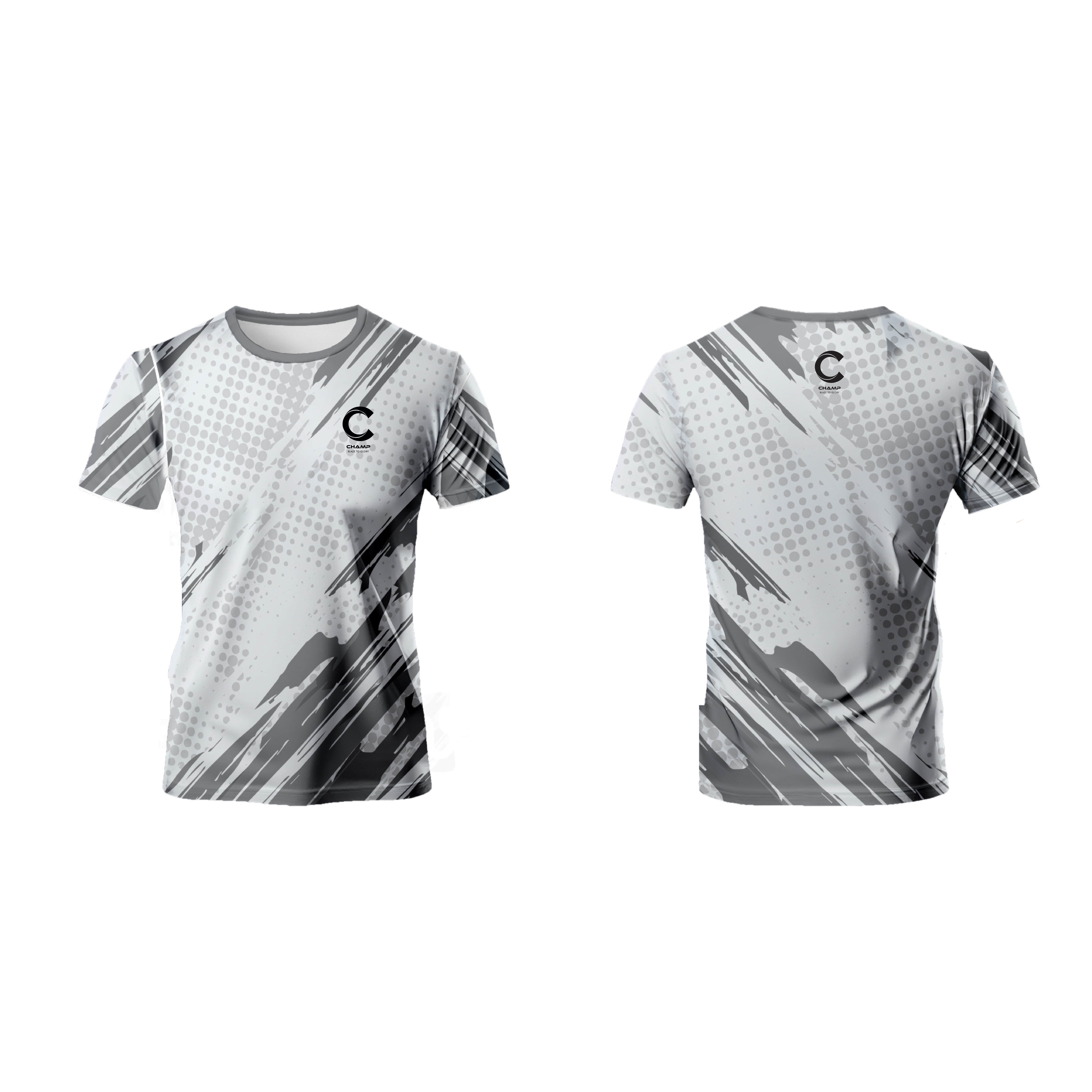 Champ Training T- Shirt - White Grey Black Abstract